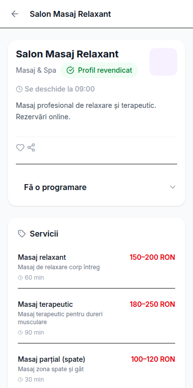 Profil salon masaj
