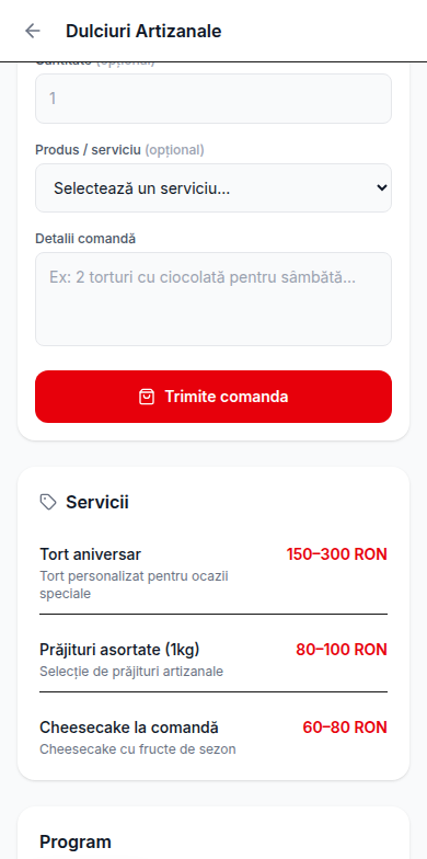Formular comanda dulciuri